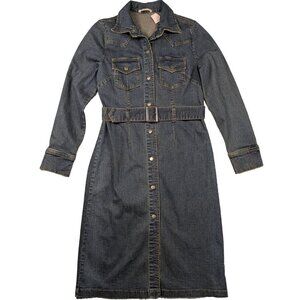 Vintage Forever 21 Denim Snap-front Belted Shirt Dress Size  Medium NWT